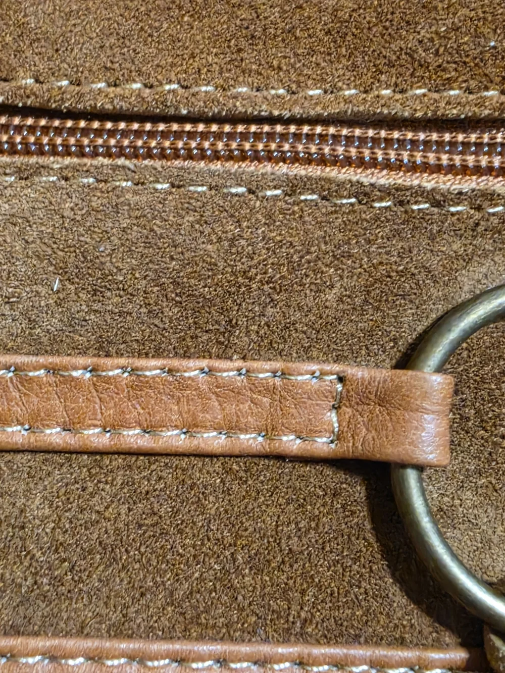 Brown Suede Crossbody Bag with Colorful Floral Embroidery